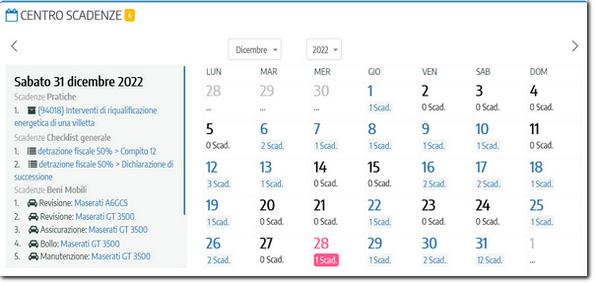 Calendario Centro Scadenze